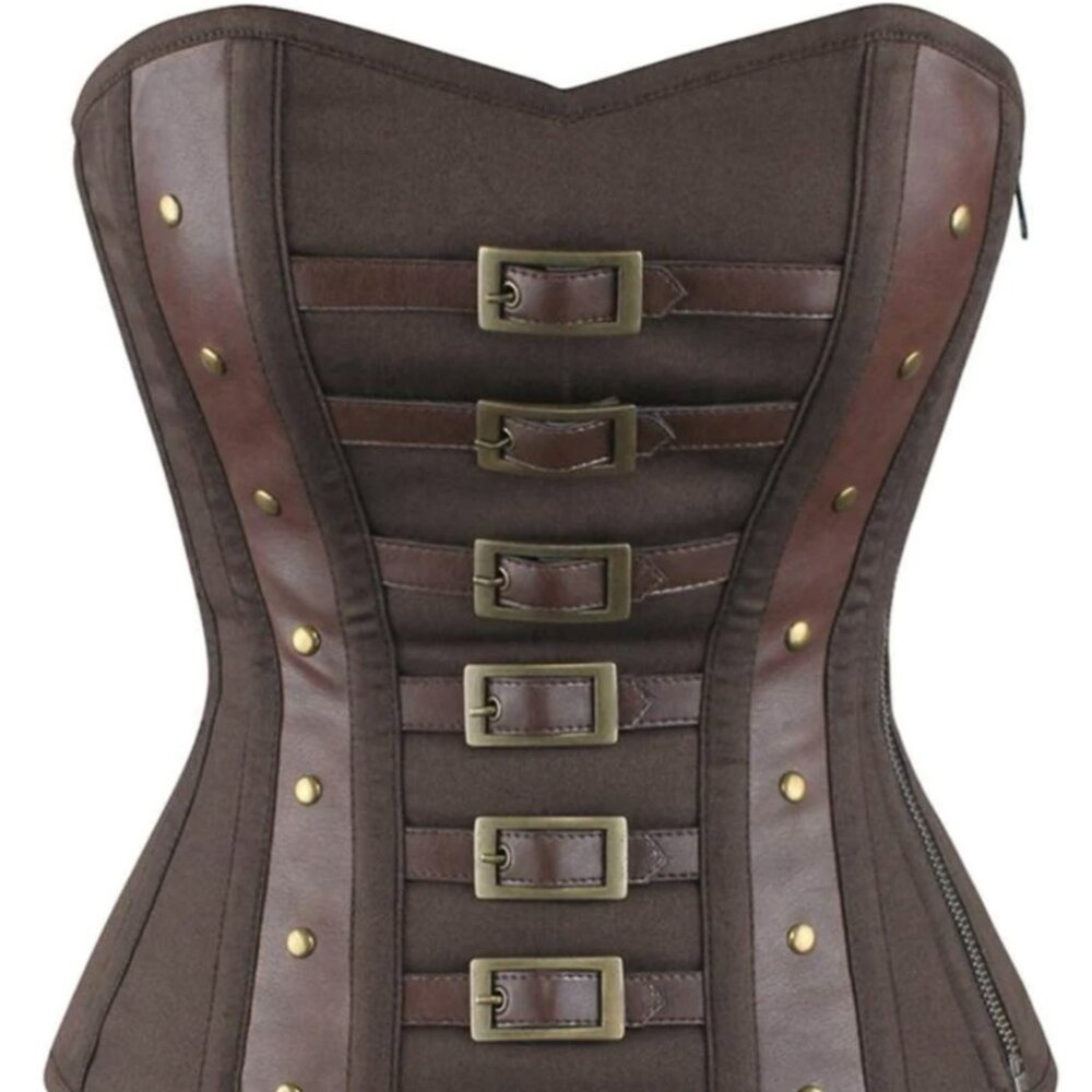 Corset Overbust Brown w/ 6 Buckles Sizes 20, 30
